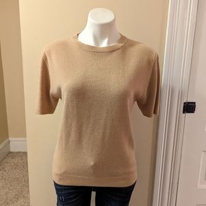 Vintage Stephanie Rogers tan soft short sleeve sweater size M